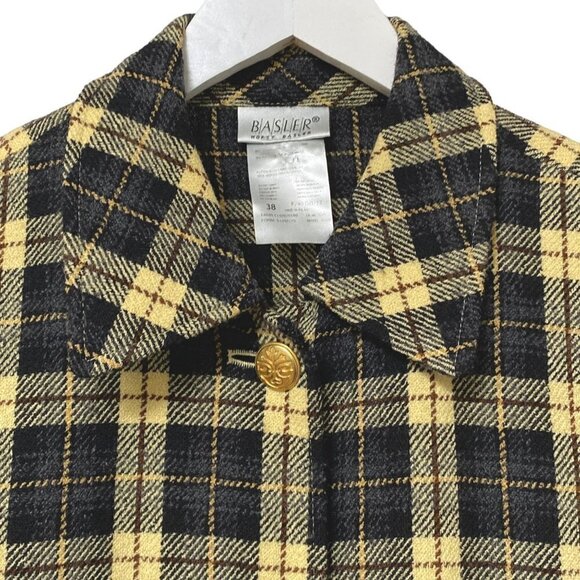 BASLER Shirt Jacket Size 8 S/M Yellow Gray Black Plaid Blazer - Picture 5 of 11